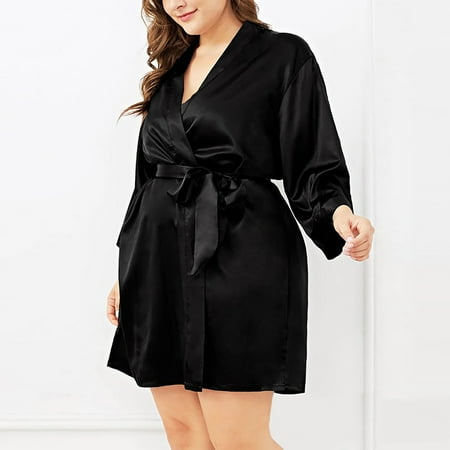 

KOOYI Women s Casual Lingerie Plus Size Home Style Lace-up Nightgown Valentine s Nightgown Pajamas Black / XL