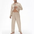 thumbnail image 4 of Mens Satin Pajamas Set Classic Short Sleeve Button-Down Shirt and Long Pants Sleepwear Loungewear 2PC Pjs Sets, 4 of 6