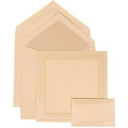 JAM Paper Wedding Invitation Combo Sets, 1 Small & 1 Large, Ivory Card with Pearl Lined Envelope and Pearl Embossed Border, 150/pack