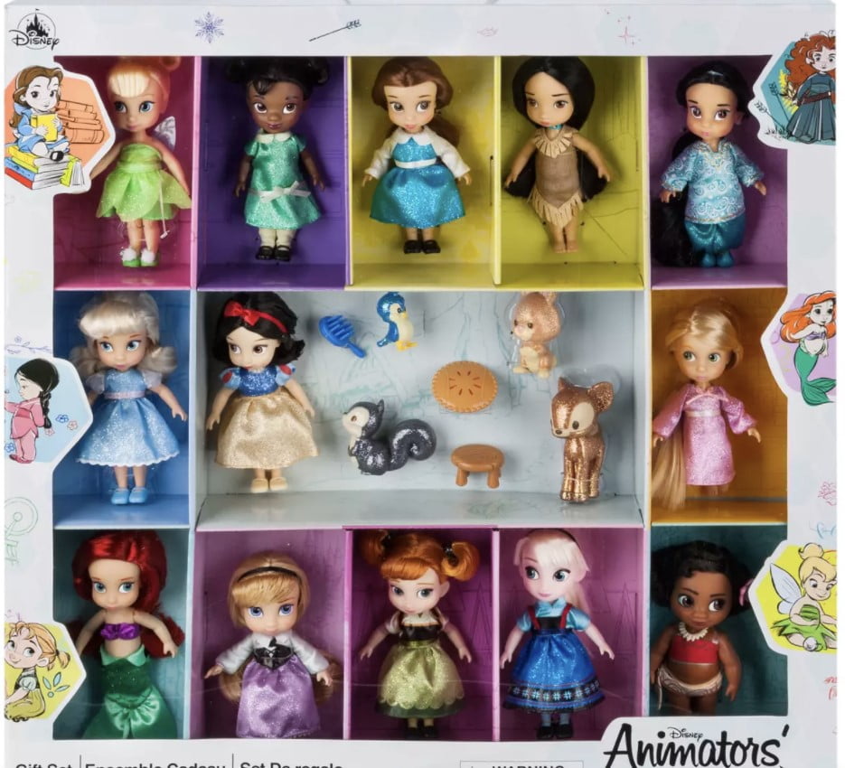 Disney Animators' Collection Mini Doll Gift Set – 5'' NEW 2021 EDITION With Tinker Bell, Tiana, Belle, Pocahontas, Jasmine, Cinderella, Snow White, Rapunzel, Ariel, Aurora, Anna, Elsa, and Moana Disney Animators' Collection Mini Doll Gift Set – 5'' NEW 2021 EDITION With Tinker Bell, Tiana, Belle, Pocahontas, Jasmine, Cinderella, Snow White, Rapunzel, Ariel, Aurora, Anna, Elsa, and Moana