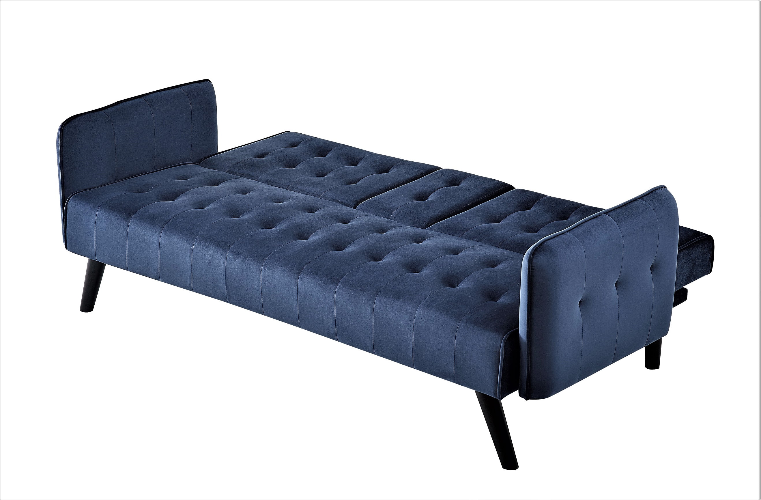 Uspridefurniture Beniamino 78'' Velvet Square Arm Sleeper, Blue