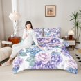thumbnail image 4 of Manfei Blue Floral Flower Full Size Comforter Sets for Kid, Vintage Elegant Butterfly Bedding Comforter Set, Rustic Farmhouse Bedding Sets, Microfiber Bedroom Decor, 3 Pieces, 4 of 8