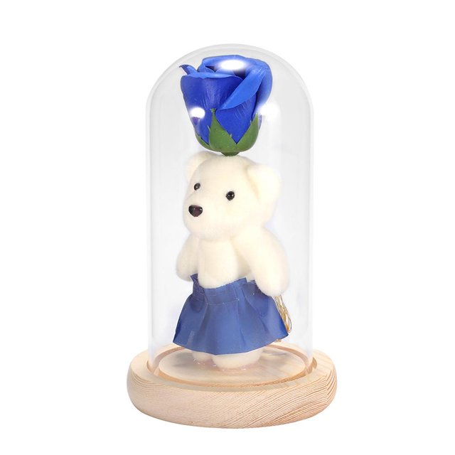 Adorno De Oso Rosa Led Con Cubierta De Vidrio, Adornos De Flores Inmortales De Simulación Para Regalo De Cumpleaños Del Día De San Valentín Yuarrent HA027175-02