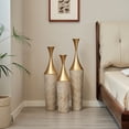 thumbnail image 5 of Modern Metal Vase Set 3-Piece Cylinder Vases with Triangular Embossed Patterns Luxury Home Décor for Living Room Entryway or Dining Table, 5 of 9