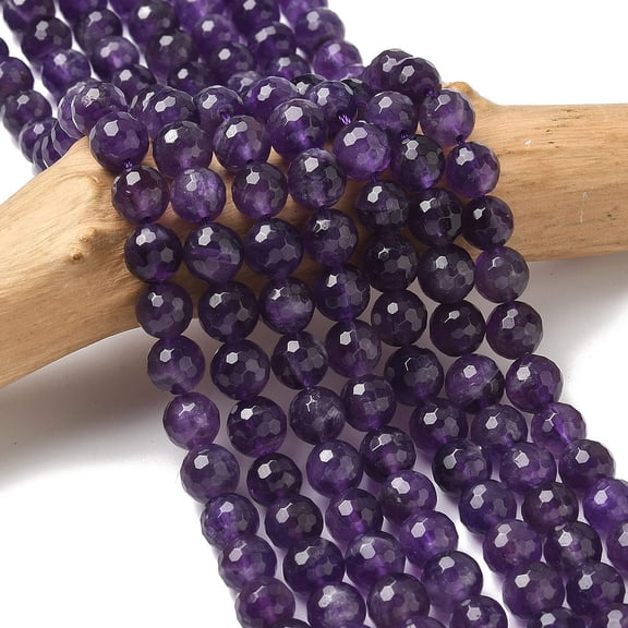 1strand Gemstone Strands Faceted(128 Facets) Round Amethyst Bead: about 8mm in diameter hole: 0.8mm 15 inch 48pcs/strand Purple