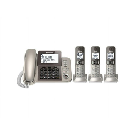 Panasonic DECT 6.0 Phone System with Answering Machine and Three Cordless Handsets in Champagne Gold
