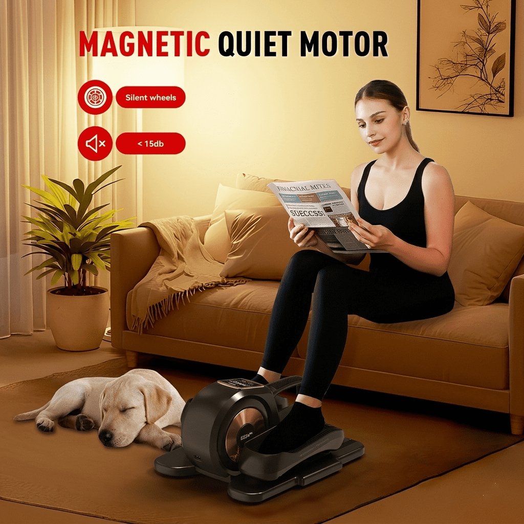 HARISON Under Desk Elliptical Machine with LCD Display, Elliptical Machines for Home Use with 12-Level Adjustable Speed and Resistance Bands