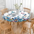 thumbnail image 3 of White Butterfly Colorful Pattern Round Fitted Tablecloth with Elastic Edge,Dining Table Cover Waterproof,Outdoor Round Tablecloth for Camping,Dining,Indoor and Outdoor, 3 of 7