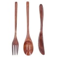 thumbnail image 1 of 3Pcs/Set Knife Fork and Spoon Wooden Portable Cutlery Dessert Tableware for Home Hotel, 1 of 7