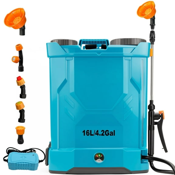 SYLMAX Battery Powered Backpack Sprayer 4 Gallon, 120PSI Adjustable Pressure, Lawn Sprayer with 5 Spray Nozzles，Lightweight Electric Sprayer for Garden, Weed, Yard