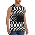 thumbnail image 2 of Kdxio 3d Black and White Checkerboard for Men's Muscle T-shirt,Sleeveless for Workout Running Athletic Gym Lounge Casual, 2 of 7