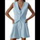 thumbnail image 1 of Conjuntos de Dos Piezas para Mujer, Verano 2025, Traje con Botones, Chaleco, Top, Pantalones Cortos de Cintura Alta, Atuendos Informales de Negocios Azul M, 1 of 8