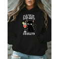 thumbnail image 2 of Let Me Pour You s Women's Plus Size Hooded Sweatshirt - Funny Sassy Quote & Black Cat Graphic Print, Vibrant Pink Casual Pullover with Pockets, Cozy Fall Winter Long Sleeve Hoodie, Sweaters for s, Au, 2 of 9