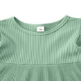 thumbnail image 3 of Kid Baby Girls Dress Solid Ruffles Sleeve Pocket Knee Length A-Line Dress, 3 of 5