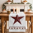 thumbnail image 2 of Western Texas Table Runner, Vintage Red Star Farmhouse Red Stars Wood Grain Cotton Linen Kitchen Table Decoration Washable Dining Tabletop Runners for Home Party Decor 13x36 Inches, 2 of 9