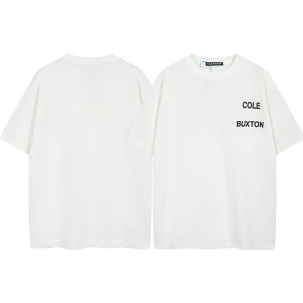 Camiseta holgada informal de manga corta para hombre con estampado de letras plateadas de edición limitada de Cole Buxton London versión alta112 blanco