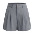thumbnail image 6 of Summer Womens Shorts Fashion Shorts For Women High Waisted Cuffed Back Elastic Waistband Pleated Linen With Pockets Pants For Women, 6 of 6