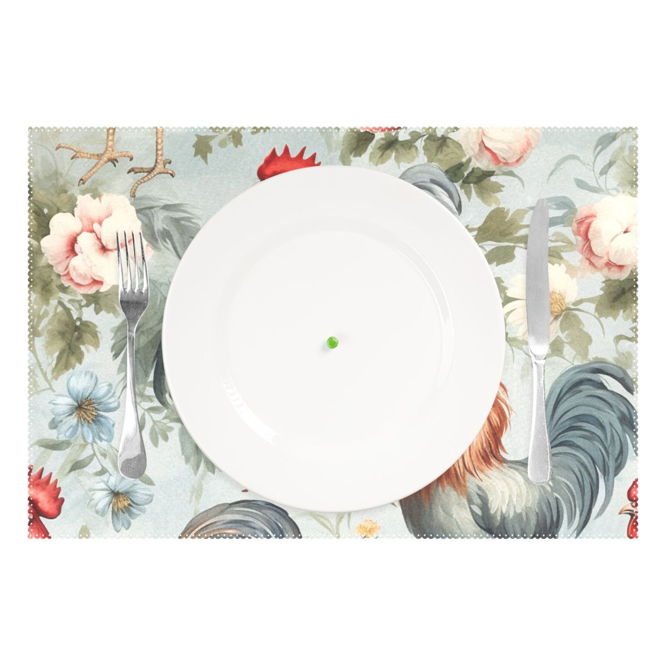 Chickens Flowers Leaves 12×18 inch Placemats Heat Resistant Washable Foldable Rectangular Placemats Set Decoration Indoor Outdoor for Kitchen Dining Table 6PCs