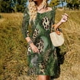 thumbnail image 3 of Tropical Leaves Leopard Print Fabric Sweetheart Knot Flared Dress Fashion Design Large Size Loose Dress Spring Summer Women Dress, 3 of 9