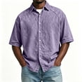 thumbnail image 2 of RongHuan Button Down Shirts for Men Casual Short Sleeve Cotton Shirt Summer Beach Outdoor Tops with Pocket, 2 of 8