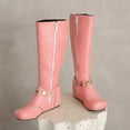 thumbnail image 5 of Viluyesy Womens Tall Boots, Side Zipper Wide Calf Round Toe Fashion Western Knee High Boots Pink, 5 of 7