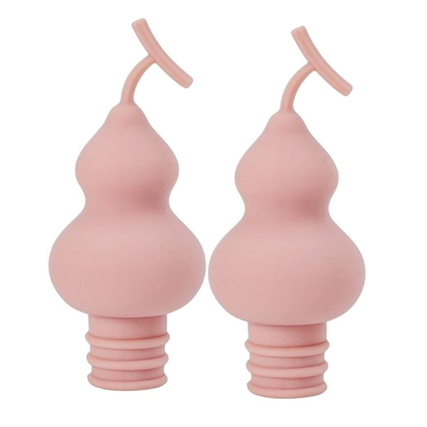 2 tapones de corcho reutilizables con forma de calabaza para botellas de champán. Rosado