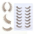 thumbnail image 4 of 7 Pairs of Chemical Fiber Eyelashes Three-dimensional Curl Brown Eyelashes Transparent Stem Colored Eyelashes, 4 of 5