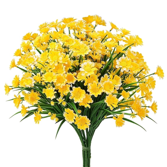 Clearance Artificial flowers under $1,Outdoor Artificial Daisies Flowers Shrubs Plastic Greenery For Indoor Outside Hanging Plants Garden Porch Window Box Home Wedding Farmhouse Decor