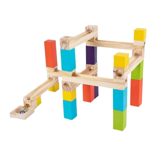 Pista de madera para hacer tú mismo, pista de canicas, pista de canicas, manualidades, rompecabezas creativo, juguete de montaje para 36PCS