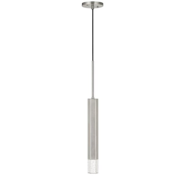 Benjara BM220651 Hexagonal Metal Frame Single LED Light Pendant with Glass Diffuser, Gray