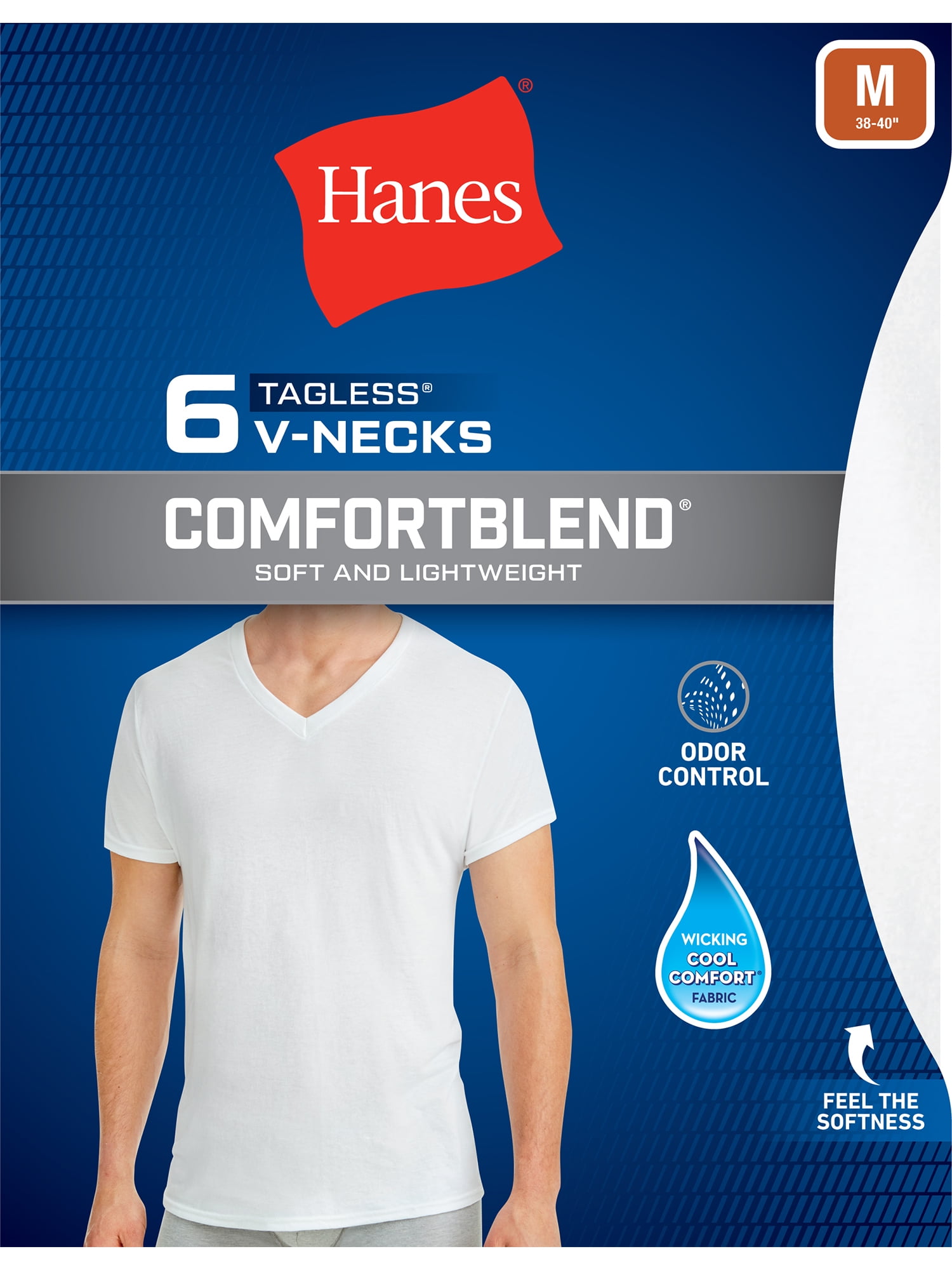 Mens ComfortBlend White V-Neck T-Shirts 2XL, 4 Pack 