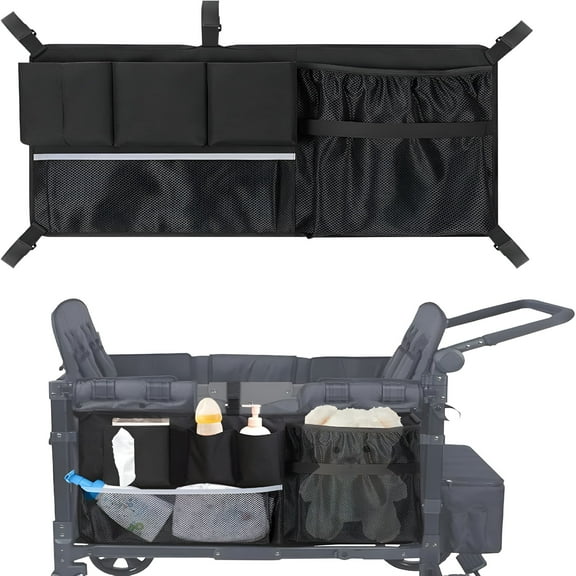 MELIVO Stroller Wagon Accessories for 4 Seater Wagon or 2 Seater, Adjustable Stroller Wagon Organizer Cargo Net, Wide Compatibility Wagon Sorting Net Bag
