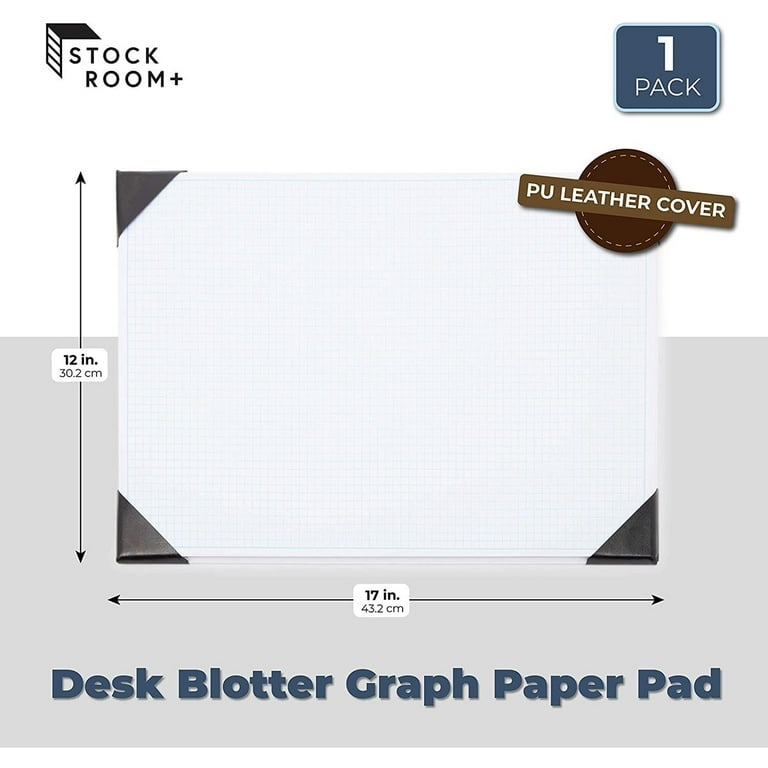 Stockroom Plus Large Desk Blotter Paper Pad, Graph Notepad for Office Supplies, Refillable 50 Sheets (17 x 12 in)