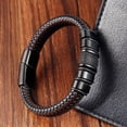 thumbnail image 2 of JO WISDOM Men's Handmade Leather Stainless Steel Bracelet Bracelet Bracelet Magnetic Buckle Men's Bracelet Senior Craftsman Handmade Men's Leather Bracelet Gift for Boyfriend, 2 of 7