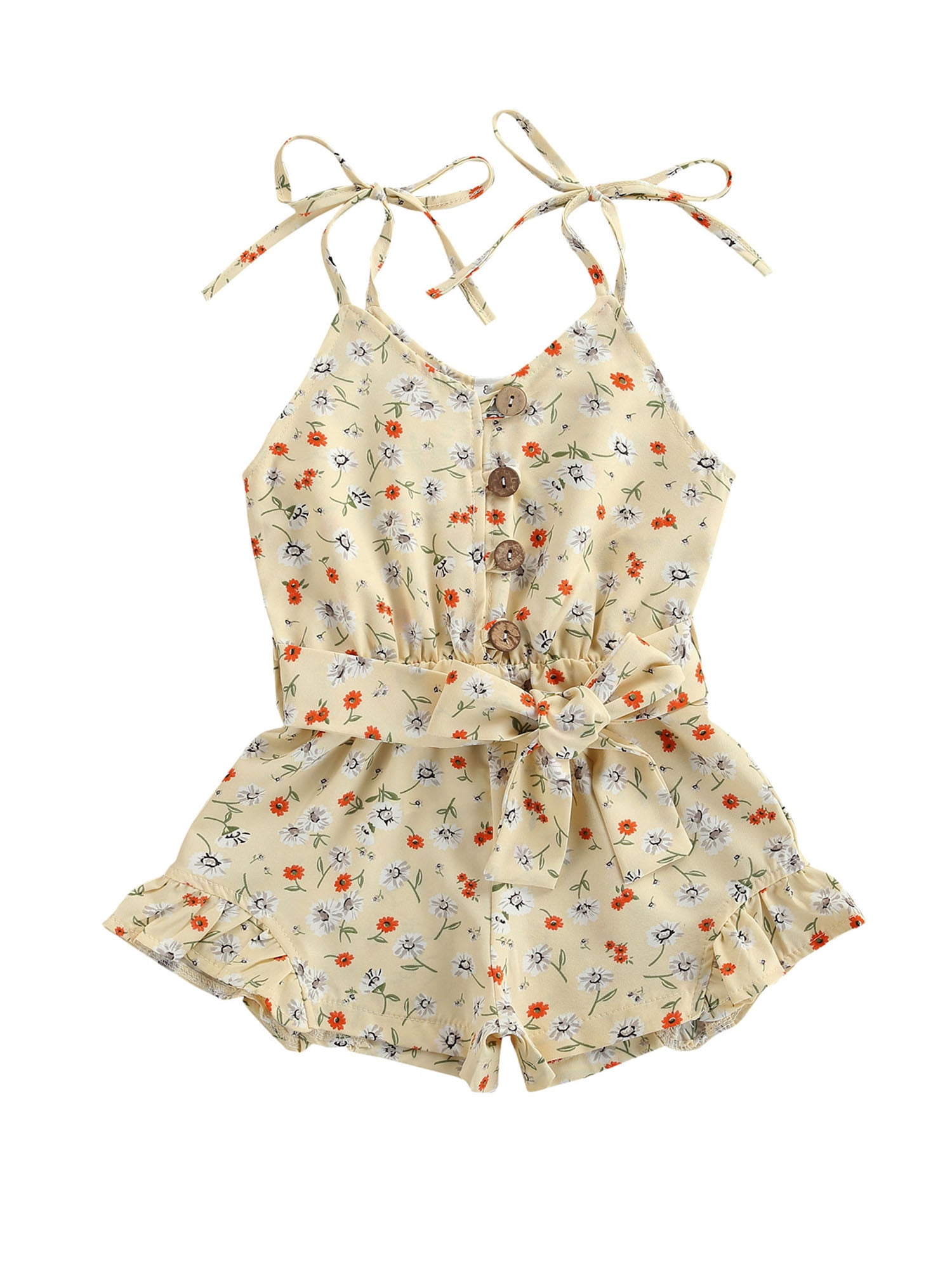 Toddler Kids Baby Girls Floral Strap Halter Romper Sleeveless Jumpsuit One Piece Outfit Summer Clothes Walmart Com Walmart Com