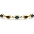 thumbnail image 3 of Gem Stone King 18K Yellow Gold Plated Silver Blue Sapphire and Brown Smoky Quartz Bracelet for Women | 4.50 Cttw | Gemstone September Birthstone | Oval 7X5MM | Fully Adjustable 9 inch, 3 of 6