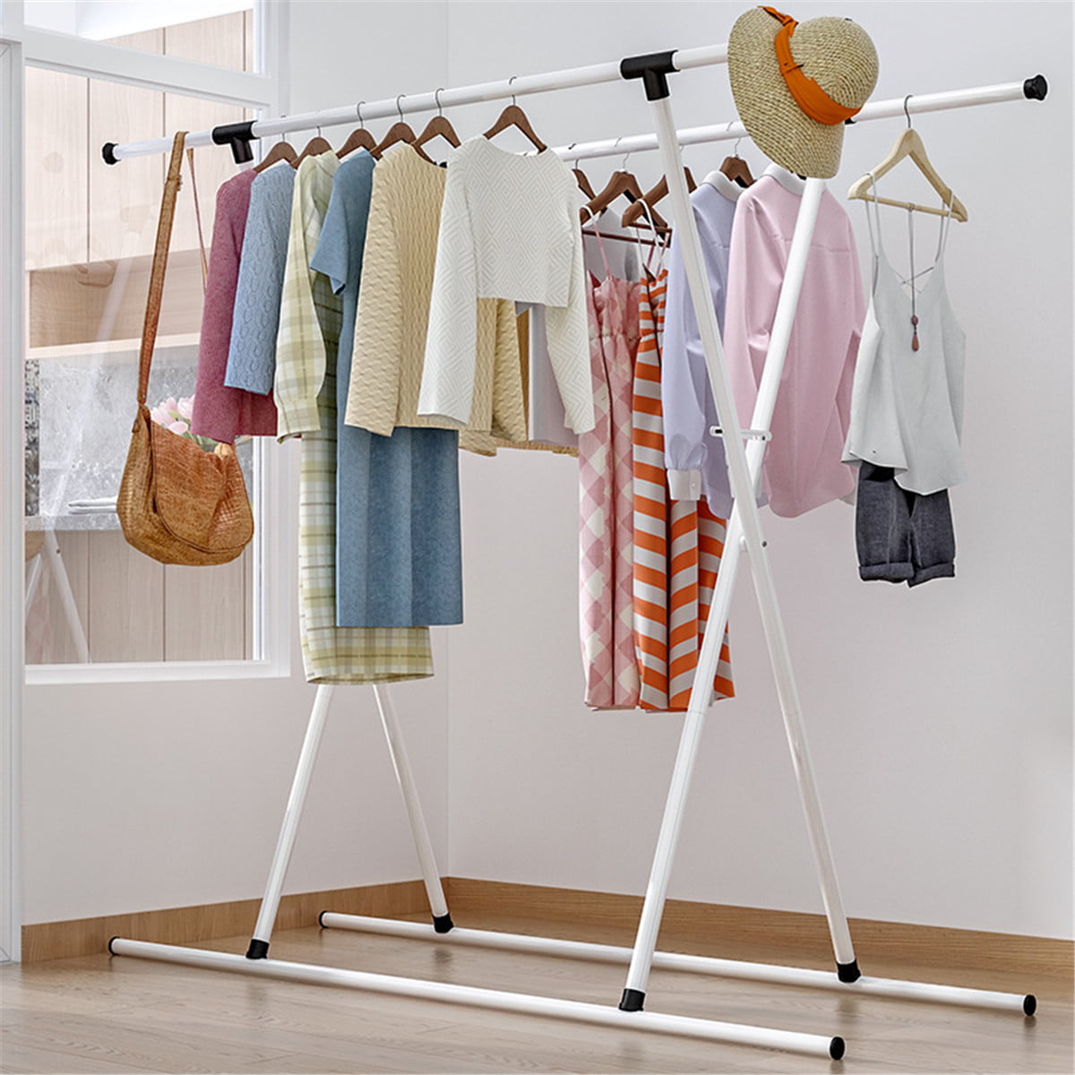 Bearing 110lbs Heavy Duty Adjustable Commercial Garment Clothes Rack