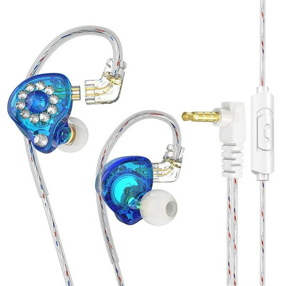 In Ear Monitors Headphones Earphones 11mm PET Composite Diaphragm Dynamic Earphone 3.5mm Blue Without Microphone