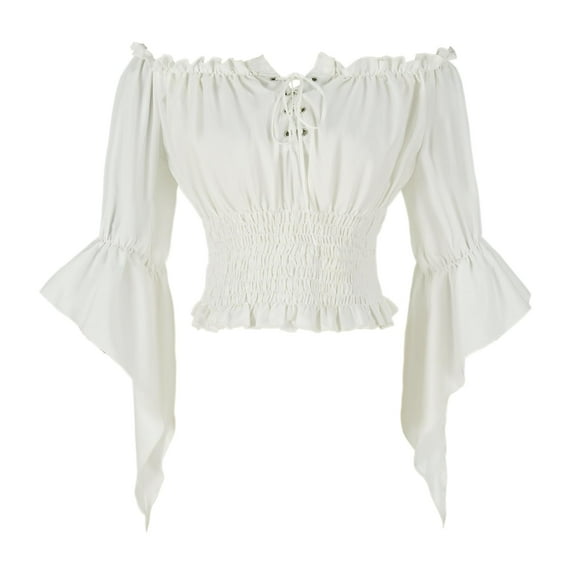 Blusa Mingyuezai Renaissance Peasant con hombros descubiertos para mujer