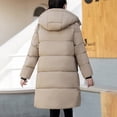 thumbnail image 4 of Cameland Womens 2023 Winter Long Sleeve Hooded Down Jackets Solid Oversized Mid Length Bread Jacket Loose And Thickened Jacket on Clearance, 4 of 6