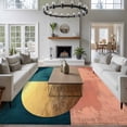 thumbnail image 3 of 6'x9' Area Rugs, Boho Indoor Outdoor Area Rug for Living Room Bedroom, Modern Abstract Gold Teal Geometric Art Washable Bathroom Rugs Kitchen Floor Carpet Mats Home Decor Aesthetic, 3 of 8