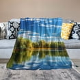 thumbnail image 2 of Fenyluxe Lake Trees Blue Sky Cozy Throw Blanket Lightweight Anti-Wrinkle All Seasons Blanket 60x80in, 2 of 6