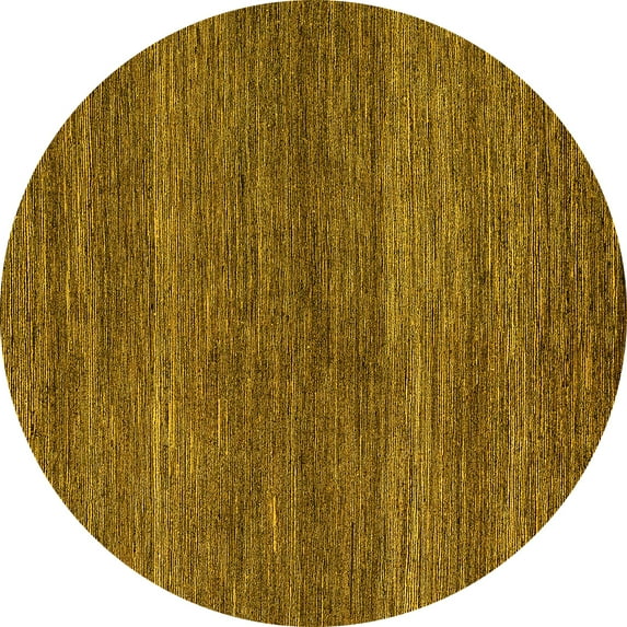 Ahgly Company Indoor Round Abstract Yellow Modern Area Rugs, 7' Round