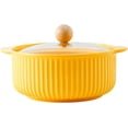 thumbnail image 1 of Ceramic Soup Bowl With Handles And Lid Ceramic Serving Bowl Set for Soup Instant Noodles Soup Mug Modern Simple Style Cereal Bowl Table Decoration Yellow, 1 of 5