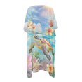 thumbnail image 3 of SCRAWLGOD Sea Turtle Plumeria Print Womens Swimsuit Coverup Open Front Loose Kimono Swimsuit Cover Up Breathable Bathing Suit Cover Up for Beach Party, 3 of 6