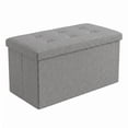 thumbnail image 5 of Home Design Upholstered Folding Storage Bench – Grey Linen, Padded Seat with Hidden Storage, Collapsible Design, 5 of 9