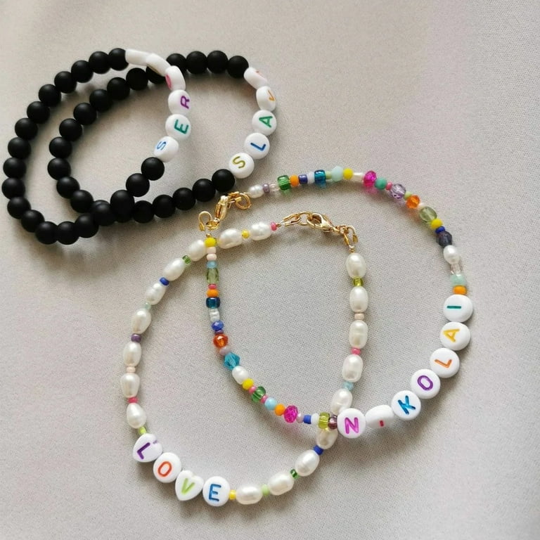Letter Beads, 1450 PCS 4x7mm Letter Beads for Bracelets, 28 Styles AZ Gold  Acrylic Alphabet Beads for Bracelets Making Kit, Friendship Bracelet Beads