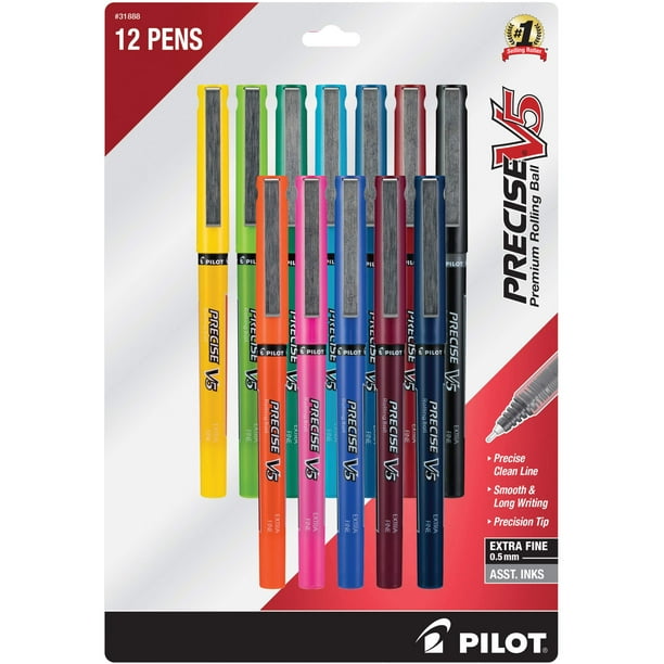 Bolígrafos enrollables PILOT Precise V5 extrafinos de 0,5 mm, paquete de 12