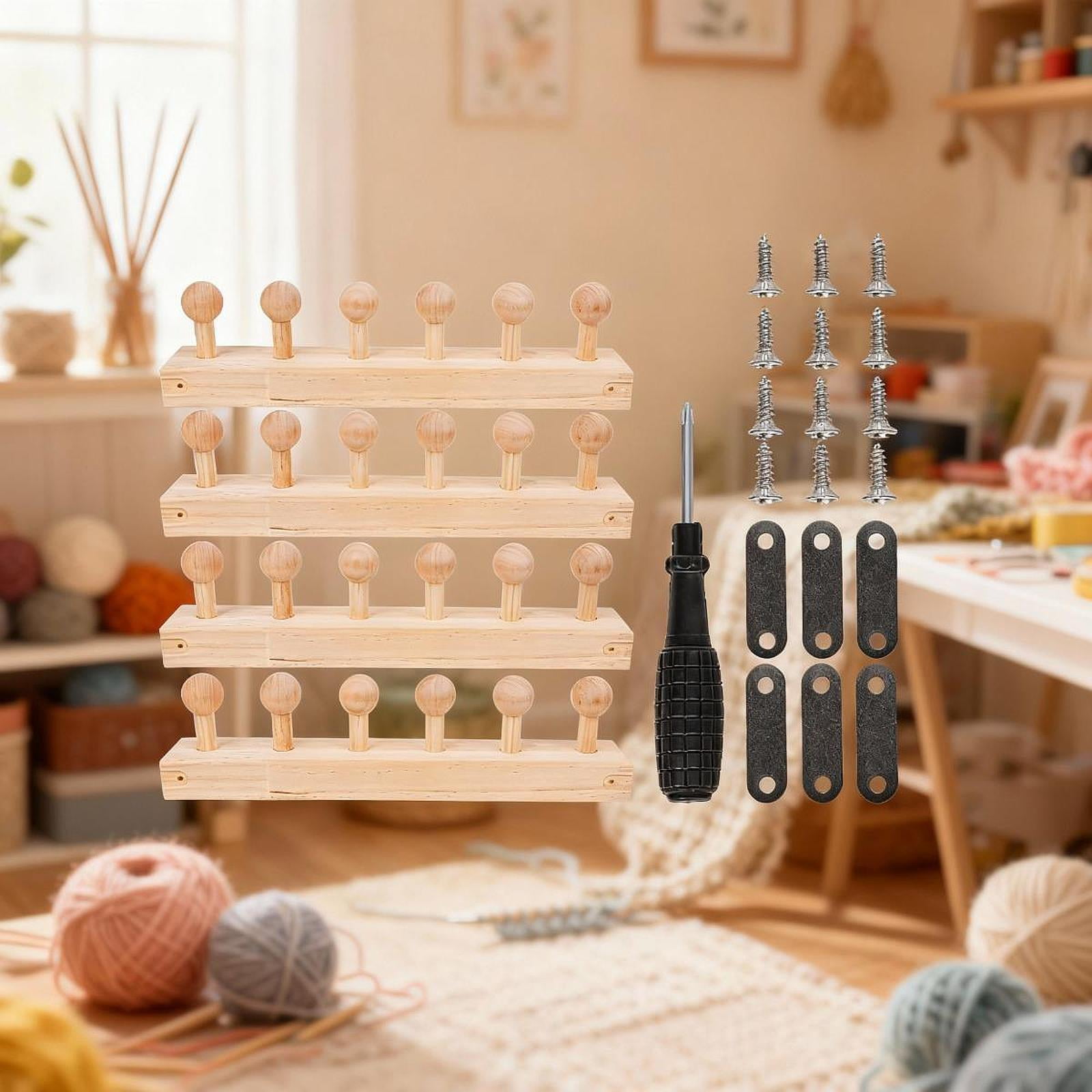 4 Sets Knitting Loom Blanket Frame Wooden Foldable Design Large Size DIY Home Weaving for Beginners