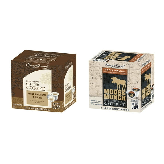 Harry & David Coffee Combo, Vanilla Creme Brulee, Maple Walnut 2/18 ct boxes